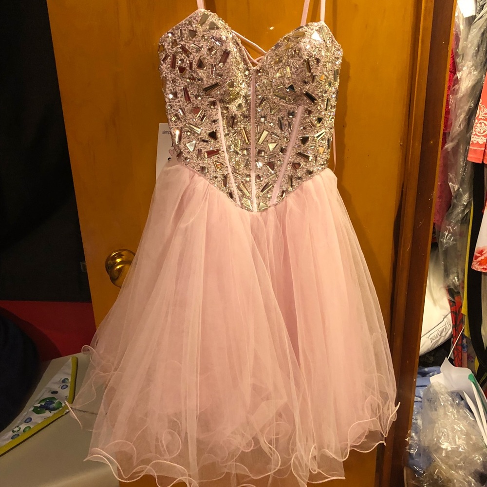New** Pink embellished special occasion dress